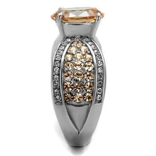 Load image into Gallery viewer, TK2249 - High polished (no plating) Stainless Steel Ring with AAA Grade CZ  in Champagne