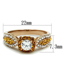 Load image into Gallery viewer, TK2250 - IP Rose Gold(Ion Plating) Stainless Steel Ring with AAA Grade CZ  in Clear