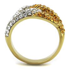 Load image into Gallery viewer, TK2251 - Two-Tone IP Gold (Ion Plating) Stainless Steel Ring with Top Grade Crystal  in Topaz