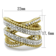 Load image into Gallery viewer, TK2252 - Two-Tone IP Gold (Ion Plating) Stainless Steel Ring with Top Grade Crystal  in Clear