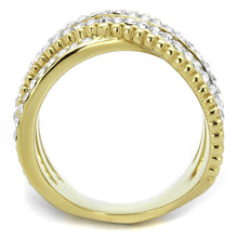 Load image into Gallery viewer, TK2252 - Two-Tone IP Gold (Ion Plating) Stainless Steel Ring with Top Grade Crystal  in Clear