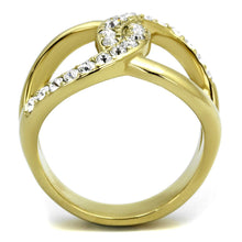 Load image into Gallery viewer, TK2253 - Two-Tone IP Gold (Ion Plating) Stainless Steel Ring with Top Grade Crystal  in Clear