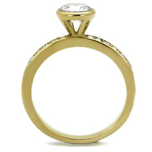 Load image into Gallery viewer, TK2254 - IP Gold(Ion Plating) Stainless Steel Ring with AAA Grade CZ  in Clear