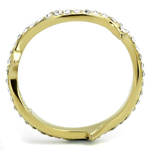 TK2255 - IP Gold(Ion Plating) Stainless Steel Ring with Top Grade Crystal  in Clear