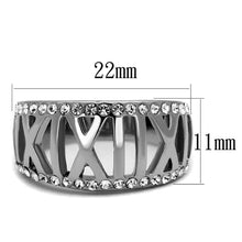 Load image into Gallery viewer, TK2257 - High polished (no plating) Stainless Steel Ring with Top Grade Crystal  in Clear