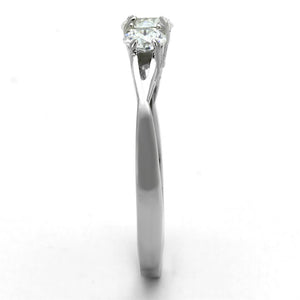 TK2260 - High polished (no plating) Stainless Steel Ring with AAA Grade CZ  in Clear