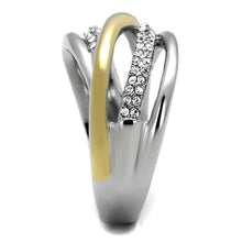 Load image into Gallery viewer, TK2263 - Two-Tone IP Gold (Ion Plating) Stainless Steel Ring with Top Grade Crystal  in Clear