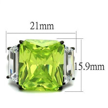 Load image into Gallery viewer, TK2275 - IP Black(Ion Plating) Stainless Steel Ring with AAA Grade CZ  in Apple Green color