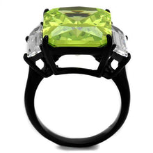 Load image into Gallery viewer, TK2275 - IP Black(Ion Plating) Stainless Steel Ring with AAA Grade CZ  in Apple Green color