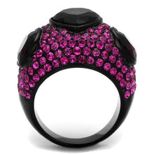 Load image into Gallery viewer, TK2276 - IP Black(Ion Plating) Stainless Steel Ring with Synthetic Synthetic Glass in Amethyst