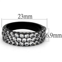 Load image into Gallery viewer, TK2277 - IP Black(Ion Plating) Stainless Steel Ring with AAA Grade CZ  in Clear