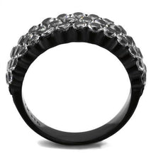 Load image into Gallery viewer, TK2277 - IP Black(Ion Plating) Stainless Steel Ring with AAA Grade CZ  in Clear