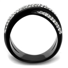 Load image into Gallery viewer, TK2278 - Two-Tone IP Black (Ion Plating) Stainless Steel Ring with Top Grade Crystal  in Clear