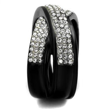 Load image into Gallery viewer, TK2278 - Two-Tone IP Black (Ion Plating) Stainless Steel Ring with Top Grade Crystal  in Clear