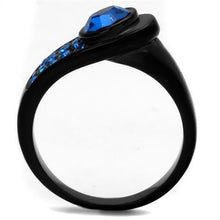 Load image into Gallery viewer, TK2279 - IP Black(Ion Plating) Stainless Steel Ring with Top Grade Crystal  in Capri Blue