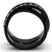 Load image into Gallery viewer, TK2281 - IP Black(Ion Plating) Stainless Steel Ring with Top Grade Crystal  in Black Diamond