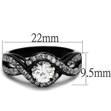 Load image into Gallery viewer, TK2282 - Two-Tone IP Black (Ion Plating) Stainless Steel Ring with AAA Grade CZ  in Clear