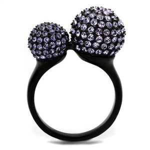 TK2285 - IP Black(Ion Plating) Stainless Steel Ring with Top Grade Crystal  in Multi Color