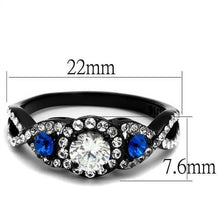 Load image into Gallery viewer, TK2286 - Two-Tone IP Black (Ion Plating) Stainless Steel Ring with AAA Grade CZ  in Clear