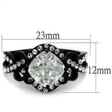 Load image into Gallery viewer, TK2288 - IP Black(Ion Plating) Stainless Steel Ring with AAA Grade CZ  in Clear