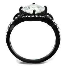 Load image into Gallery viewer, TK2288 - IP Black(Ion Plating) Stainless Steel Ring with AAA Grade CZ  in Clear