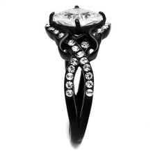 Load image into Gallery viewer, TK2288 - IP Black(Ion Plating) Stainless Steel Ring with AAA Grade CZ  in Clear