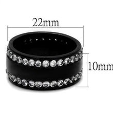 Load image into Gallery viewer, TK2290 - IP Black(Ion Plating) Stainless Steel Ring with AAA Grade CZ  in Clear