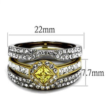 Load image into Gallery viewer, TK2291 - Two-Tone IP Gold (Ion Plating) Stainless Steel Ring with AAA Grade CZ  in Topaz