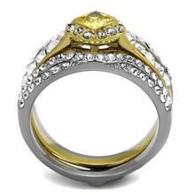 Load image into Gallery viewer, TK2291 - Two-Tone IP Gold (Ion Plating) Stainless Steel Ring with AAA Grade CZ  in Topaz