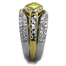 Load image into Gallery viewer, TK2291 - Two-Tone IP Gold (Ion Plating) Stainless Steel Ring with AAA Grade CZ  in Topaz