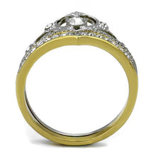 Load image into Gallery viewer, TK2294 - Two-Tone IP Gold (Ion Plating) Stainless Steel Ring with Top Grade Crystal  in Clear