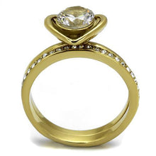 Load image into Gallery viewer, TK2295 - IP Gold(Ion Plating) Stainless Steel Ring with AAA Grade CZ  in Clear