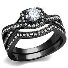 Load image into Gallery viewer, TK2296J-  Stainless Steel Ring with AAA Grade CZ  in Clear Ion Plating-Black