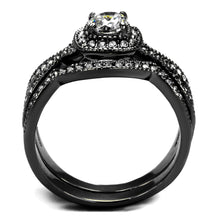 Load image into Gallery viewer, TK2296J-  Stainless Steel Ring with AAA Grade CZ  in Clear Ion Plating-Black