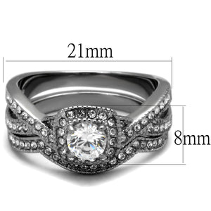 TK2296 - High polished (no plating) Stainless Steel Ring with AAA Grade CZ  in Clear