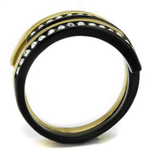 Load image into Gallery viewer, TK2298 - IP Gold+ IP Black (Ion Plating) Stainless Steel Ring with Top Grade Crystal  in Clear