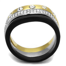 Load image into Gallery viewer, TK2299 - IP Gold+ IP Black (Ion Plating) Stainless Steel Ring with Top Grade Crystal  in Clear