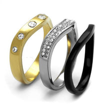 Load image into Gallery viewer, TK2299 - IP Gold+ IP Black (Ion Plating) Stainless Steel Ring with Top Grade Crystal  in Clear