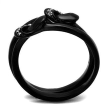 Load image into Gallery viewer, TK2300 - IP Black(Ion Plating) Stainless Steel Ring with Top Grade Crystal  in Clear