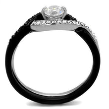 Load image into Gallery viewer, TK2301 - Two-Tone IP Black (Ion Plating) Stainless Steel Ring with AAA Grade CZ  in Clear