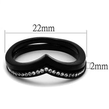 Load image into Gallery viewer, TK2302 - IP Black(Ion Plating) Stainless Steel Ring with Top Grade Crystal  in Clear