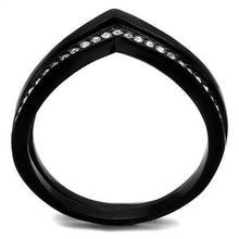 Load image into Gallery viewer, TK2302 - IP Black(Ion Plating) Stainless Steel Ring with Top Grade Crystal  in Clear