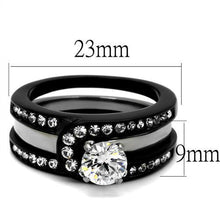 Load image into Gallery viewer, LOTK2303 - Two-Tone IP Black (Ion Plating) Stainless Steel Ring with  CZ  in Clear