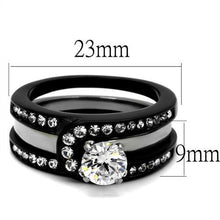 Load image into Gallery viewer, TK2303 - Two-Tone IP Black (Ion Plating) Stainless Steel Ring with AAA Grade CZ  in Clear