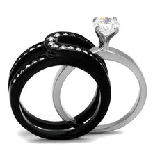 Load image into Gallery viewer, LOTK2303 - Two-Tone IP Black (Ion Plating) Stainless Steel Ring with  CZ  in Clear