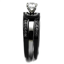 Load image into Gallery viewer, TK2303 - Two-Tone IP Black (Ion Plating) Stainless Steel Ring with AAA Grade CZ  in Clear