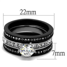 Load image into Gallery viewer, TK2304 - Two-Tone IP Black (Ion Plating) Stainless Steel Ring with AAA Grade CZ  in Clear