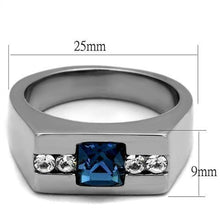 Load image into Gallery viewer, TK2307 - High polished (no plating) Stainless Steel Ring with Top Grade Crystal  in Aquamarine