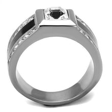 Load image into Gallery viewer, TK2308 - High polished (no plating) Stainless Steel Ring with Top Grade Crystal  in Clear