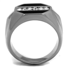 Load image into Gallery viewer, TK2309 - High polished (no plating) Stainless Steel Ring with Top Grade Crystal  in Clear